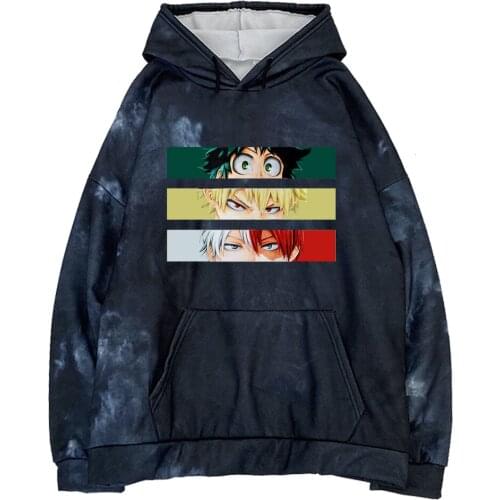 Funny My Hero Academia Hoodies Sweatshirt Midoriya Shoto Bakugou Anime Manga Black Hoodies Tops Clothes