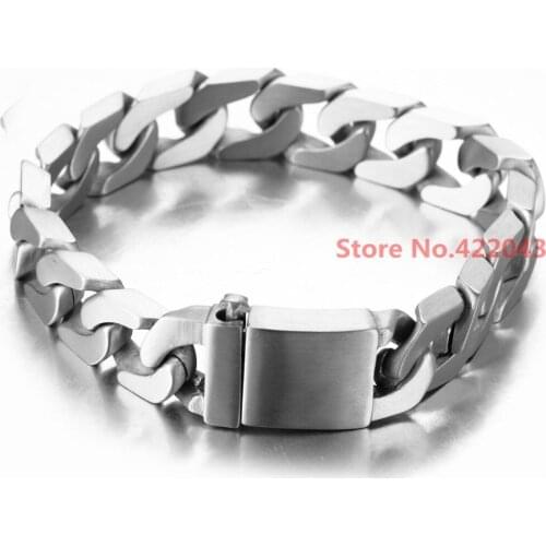 Factory Price! 100% Stainless Steel Bracelet 8.66" 12mm Jewelry Cuban Chain for Men Bangle Silver Color Brushed , Top Quality