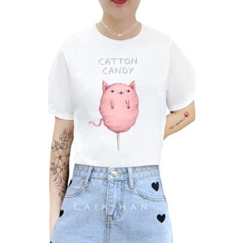 Catton Candy Tshirt Women T Shirt Fashion Women T-shirts Harjauku Tee Tops Female Short Sleeve T-shirt Cute Tee Shirts
