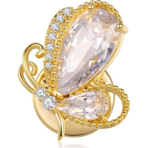 Cute Pink White Zircon Butterfly Brooches For Women New Copper Brooch Pins Fashion Clothing Jewelry accesorios mujer 2020