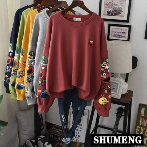 Streetwear Hoodie Sweatshirt New Spring Fall Women Cartoon Printed Pullover Hoodies Students Cool Casual Hoody Coats Femme