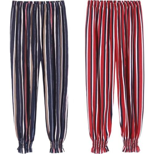 2021 Spring Summer Casual Soft Pants Pants Women Elastic Waist Solid Pockets Retro Loose Womens Harem Pants Trousers Bottoms