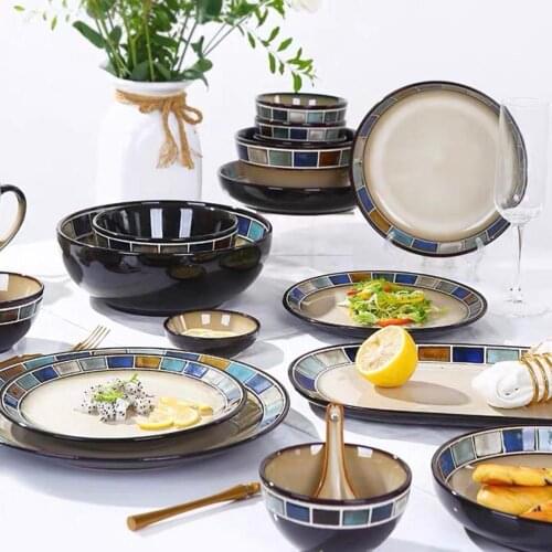 11PCS/Set Dinner Plate Set Vajilla Platos Assiette Tableware kitchen Light Luxury Tableware Combination Dinner Set посуда Plate