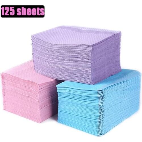 125pcs Waterproof Disposable Dental Paper Hygiene Leak-proof Disposable Appliances Oral Clean Pad Bib Medical Neckerchief