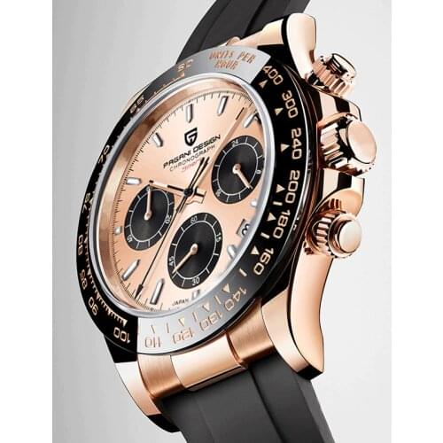 2020 PAGANI DESIGN Rose Gold Mens Watches quartz watches luxury automatic date wristwatch men Silica gel waterproof Chronograph