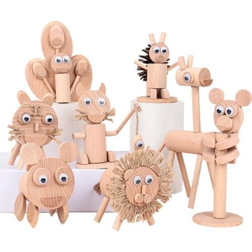 DIY Handmade 3D Animal Semi-finished Building Block Toy Montessori Wooden Education Simulation Animal Making Material Toys Child