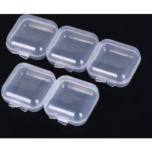 5PCS Empty Plastic Clear Mini Empty Square Small Boxes Jewelry Ear Plugs Container Nail Art Colorful Decor Diamond Storage Case