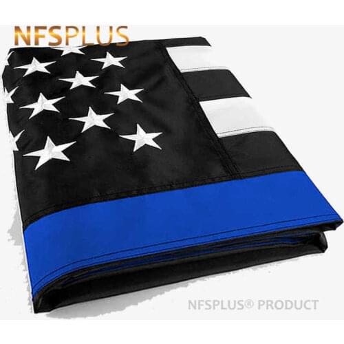 American Flag Thin Blue Line 3x5 Feet Embroidered Star Sewn Stripes Brass Grommets Decorative Flags Banners For Home And Outdoor