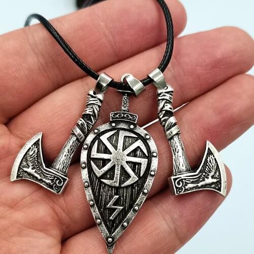 Freeship Norse Pirate Viking Odin raven Wolf Slavic Amulet Sword Axe Shield Pendant Necklace Hammer Axe Amulet Talisman Jewelry