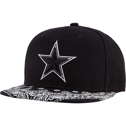 Black Fashion Snapback Hat Baseball Basketball Cap for Man Women Sport Hip Hop Outdoor Headwear Gorras Embroidery Print Star