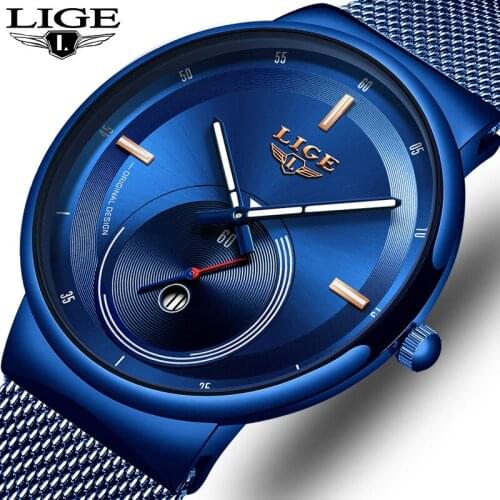 Relogio Masculino LIGE Simple Mens Watches Top Brand Luxury Ultra-thin Quartz Watch Men full steel Waterproof Clock reloj hombre