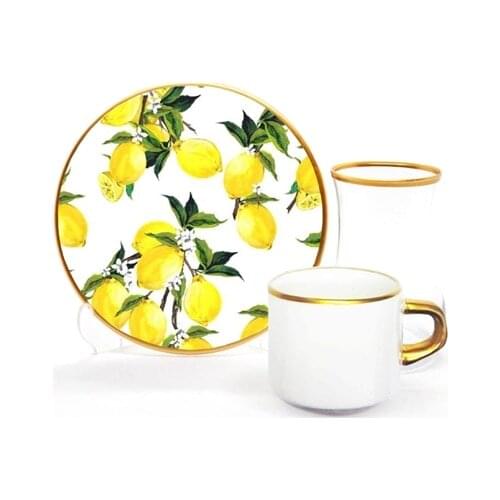 Drop Focus Tea Coffee Set 18 Pieces Lemon White