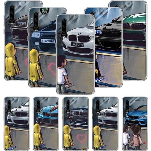 Boy Girl See Sports Car Jdm Drift Phone Case for Huawei P20 P30 P40 P Smart Z + P10 Mate 30 10 20 Lite Pro Silicone Shell Coque