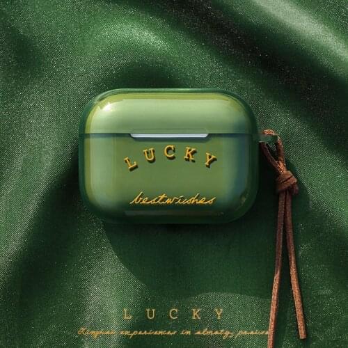 Lucky Cord Case For Apple AirPods 1 2 Earphone Cases Rope Soft Green Wireless Headphones Protection Cover For Airpods Pro Funda