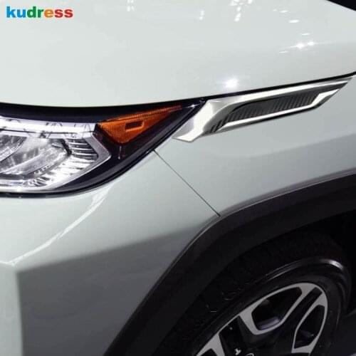 For Toyota RAV4 RAV 4 2019 2020 2021 ABS Chrome Head Light Lamp Eyebrow Cover Trim Front Headlight Strip Sticker Car Accessories