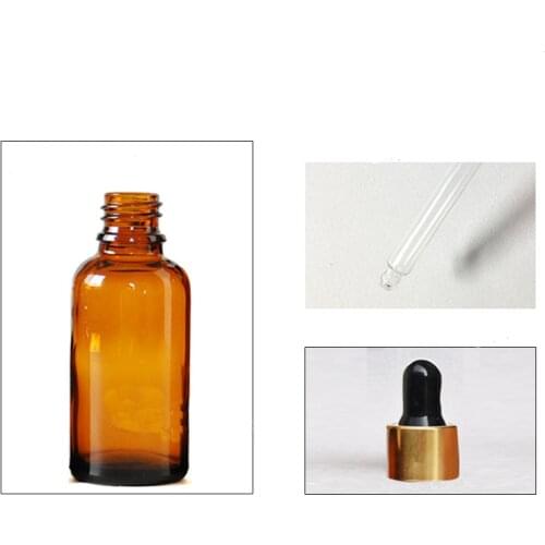 100 ML Essential Oil Bottle Glass Dropper Bottle Perfume Vial Black Nipple Gold Cap Empty Refillable Cosmetic Container 20 pcs