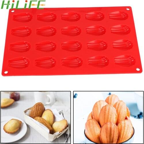 HILIFE Madeleine Pan 20 Cavity Mini Cake Mould Silicone Bakeware Baking Tray Cookie Biscuit Molds