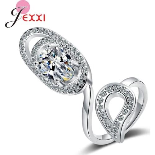 Personality Design Big Cz Diamond 925 Sterling Silver Rings Fashion Shiny Zircon Oval Wedding Party Nail Open Ring