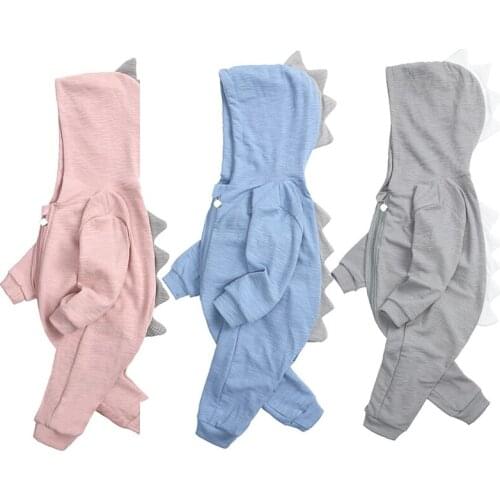 Spring Autumn Infant Baby Boys Girls Long Sleeve Cotton Hooded Jumpsuit Overall Cartoon Style Toddler Baby Boys Girl Romper