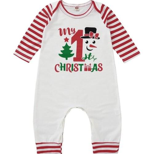 OPPERIAYA Kids Toddler autumn casual Christmas Long Sleeve Letter Print Romper Cute Cartoon Print Jumpsuit for Baby Boys Girls