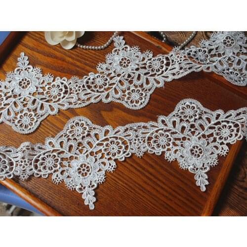 12cm wide-6yards/lot Diy Craft Off -White Water soluble Embroidered Lace Trim Venise Lace Trim Lace Ribbon Lovely