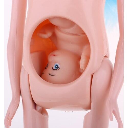 Dolls Family 3 People Set Pregnant Mom, Dad, Baby Doll with Little Cart Education Toys #2