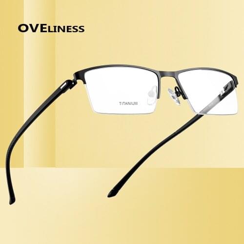 Square mens eyeglasses Optical eye glasses frame men Myopia Prescription Clear glasses Titanium Alloy Male Metal half eyewear