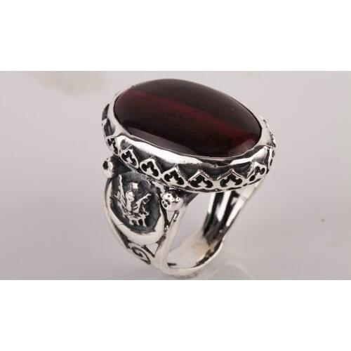 UM US JEWELRY Jasper Gemstone 925 Sterling Silver Men Ring