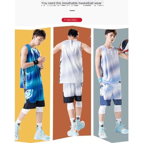 2020 New Large Size Personality Colorful Mens Basketball Game Clothes 2 Pieces of Polyester Breathable Vest + Shorts