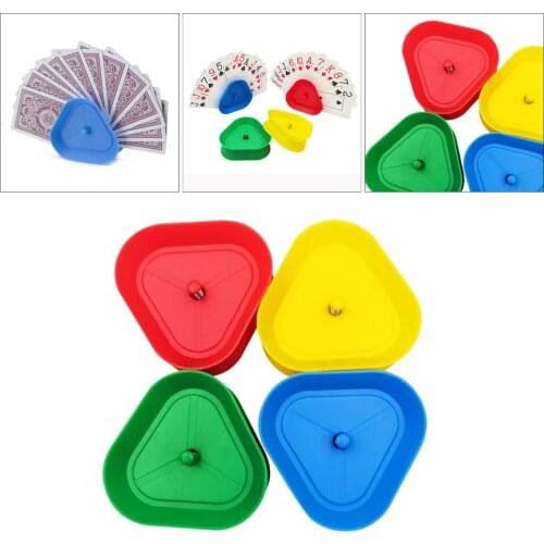 Set of 4 Plastic Triangle Shaped Poker Playing Card Holder Rack for Children