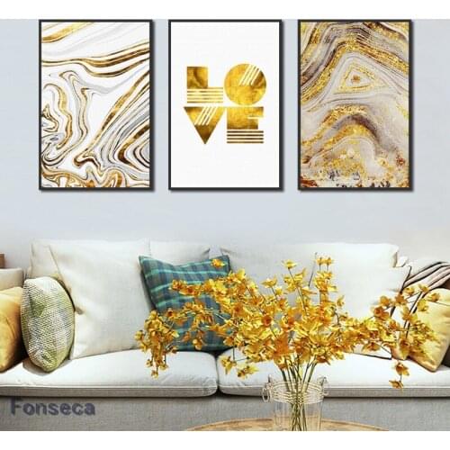 New Chinese Modern Minimalist Wall Art Canvas Painting Abstract Gold Lines Mountain Water Poster Print Picture for Living Room