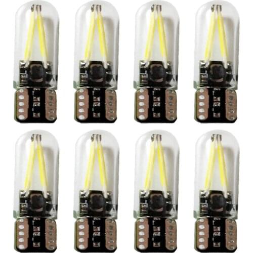 50PCS Newest T10 W5W Led Cob Glass Car Light Placa Led Filament Automobiles Reading Dome Bulb Led Lightings 12 volt