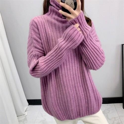 2020 New Turtleneck Sweater Womens Autumn and Winter Thickened Bottoming Shirt Net Red Fashion Loose Outer Wear Lazy Style