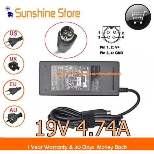 Original FSP FSP090-D2BA1 4 PIN TIP Power Adaptor ADP-90FB REV.F API1AD43 API2AD62 API3AD05 Delta 19V 4.74A 90W Black Charger