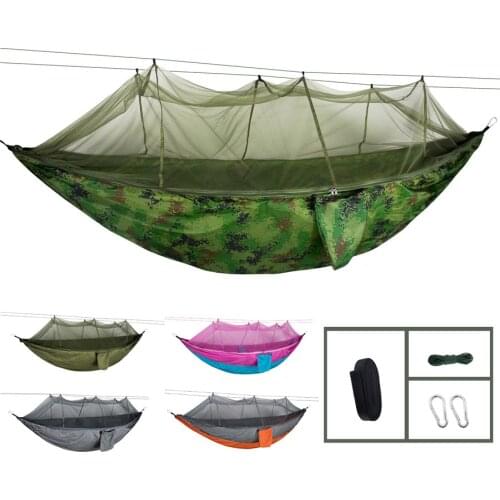 Portable Mosquito Net Camping Hammock Outdoor High Strength Parachute Fabric Hanging Bed Hunting Sleeping Swing for 1~2 Person