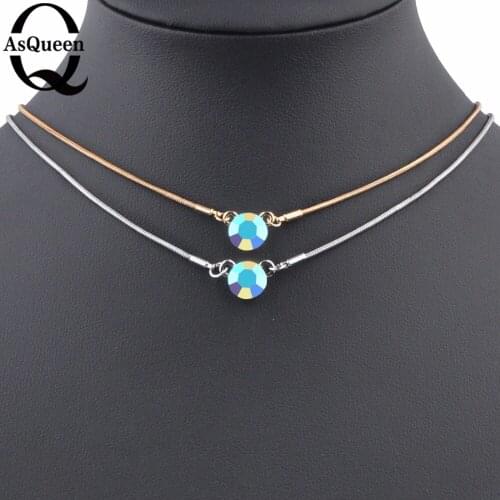 Simple Small Round High Quality Pendant Necklace Natural Multicolor Gold Silver Plating Chain Necklace Wholesale