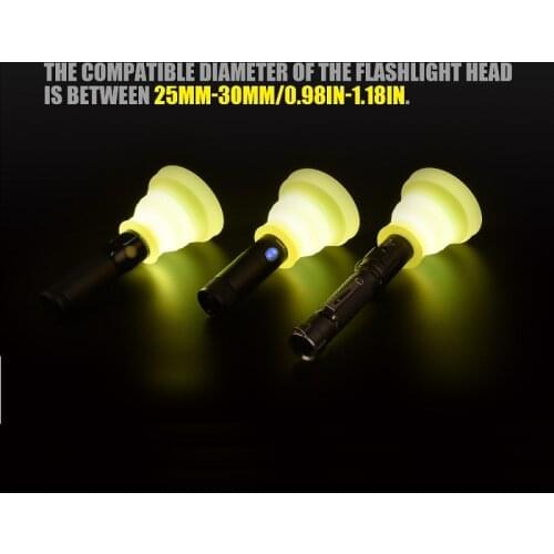 Flashlight diffuser compatible diameter is between 25mm-30mm