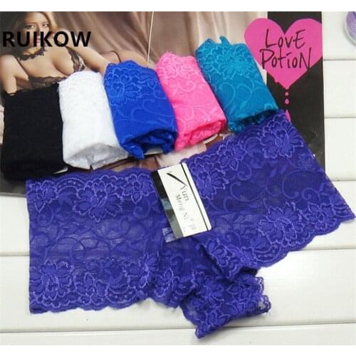 RUIKOW New Sexy Lace Ladies Panties Transparent Hollow Out 6Pcs/Lot Nylon Breathable Underwear Young Girls Thongs & Briefs