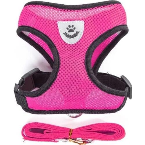 Pet Breathable Mesh Dog Harness Leash Soft Comfortable Adjustable For Small Medium Cats And Dogs Puppy Vest Type Traction Rope