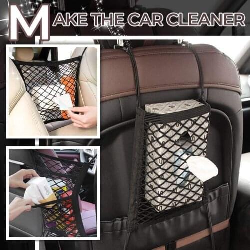Car Seat Storage Mesh Net trunk Bag Organizer Black 28x27cm Universal Auto Interior Seat Back Trunk Elastic Mesh Net Bag Tool