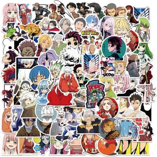 10/50/100pcs Mix Anime Stickers Decals Demon Slayer Attack on Titan DIY Luggage Laptop Skateboard Phone Toys Sticker for Kids