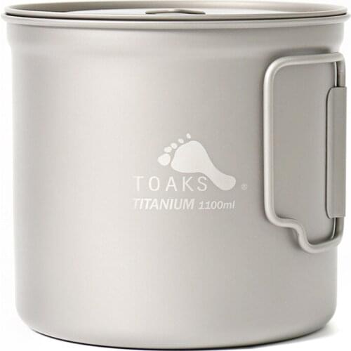 TOAKS Titanium Tableware Outdoor Mug Camping Cup, Large Size Can be Used as a Pot POT-1100