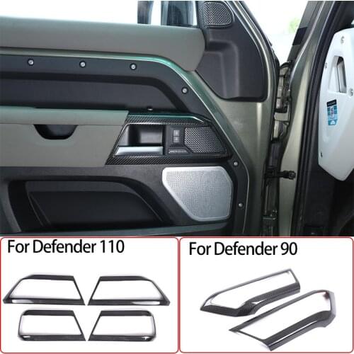 For Land Rover Defender 90 110 2020-21 Real Carbon Fiber Car Inner Door Handle Frame Decoration Sticker Car Accessories