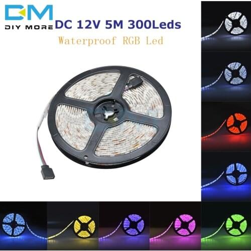 DC 12V 5 Meter 10 Colors 5M Waterproof RGB Led Strip Light Tape 300Leds SMD5050 LED Strip Lighting Diode Ribbon Tape Flexible