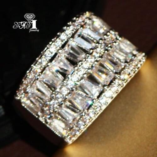 YaYI Jewelry Fashion Princess Cut 5.4CT White Zircon Silver Color Engagement Rings wedding Rings Party Rings