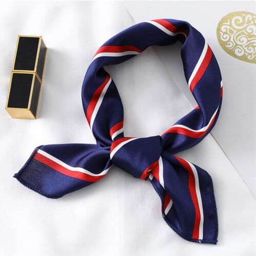Women Satin Hair Neck Scarf Print Small Silk Square Scarfs for Ladies Hand Bag Scarves Tie Foulard Female Head Band