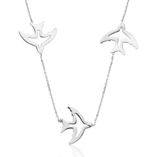 Real Silver 925 Jewelry Silver Swallow Lady Necklace