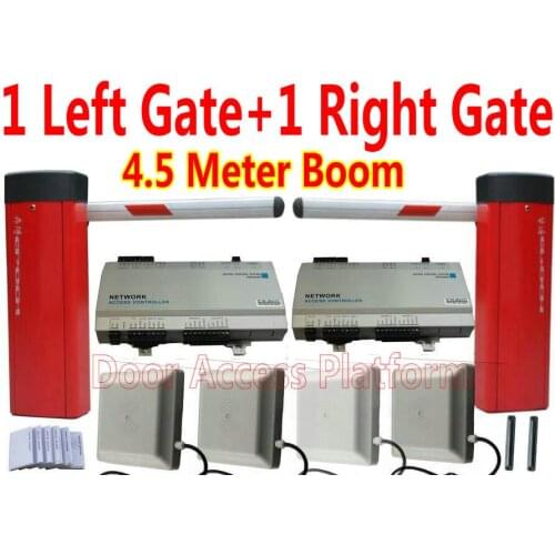 1 Left Barrier Gate+1 Right Gate=2 Gate Car Parking barrier system with 2 Network controller panel+2 UHF RFID reader