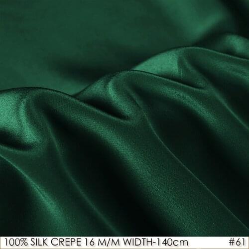 100% SILK CREPE DE CHINE 140cm width 16momme Natural Silk Dress Fabrics Soie Fabric For Sewing Deep Green NO61