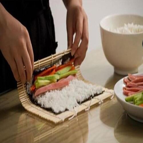 2Pcs Bamboo Japanese Sushi Rolling Mat Rice Paddle Maker Tool Kitchen DIY Kit Kitchen Accessories Tools Gadget